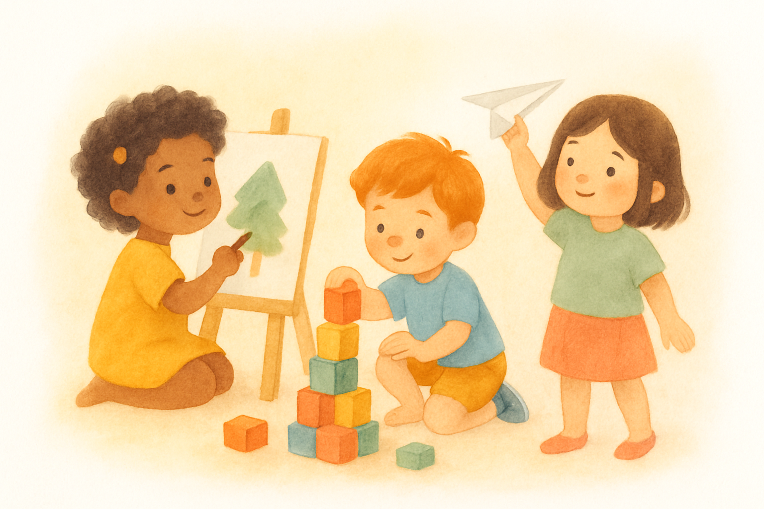 Crianças brincando em atividades sem tela